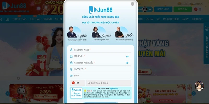 Đăng ký làm hội viên Jun88 để nhận nhiều ưu đãi khủng